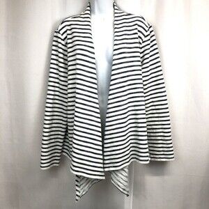 Gap Womens Size XL Blue and White Striped Draped Open Front Cardigan